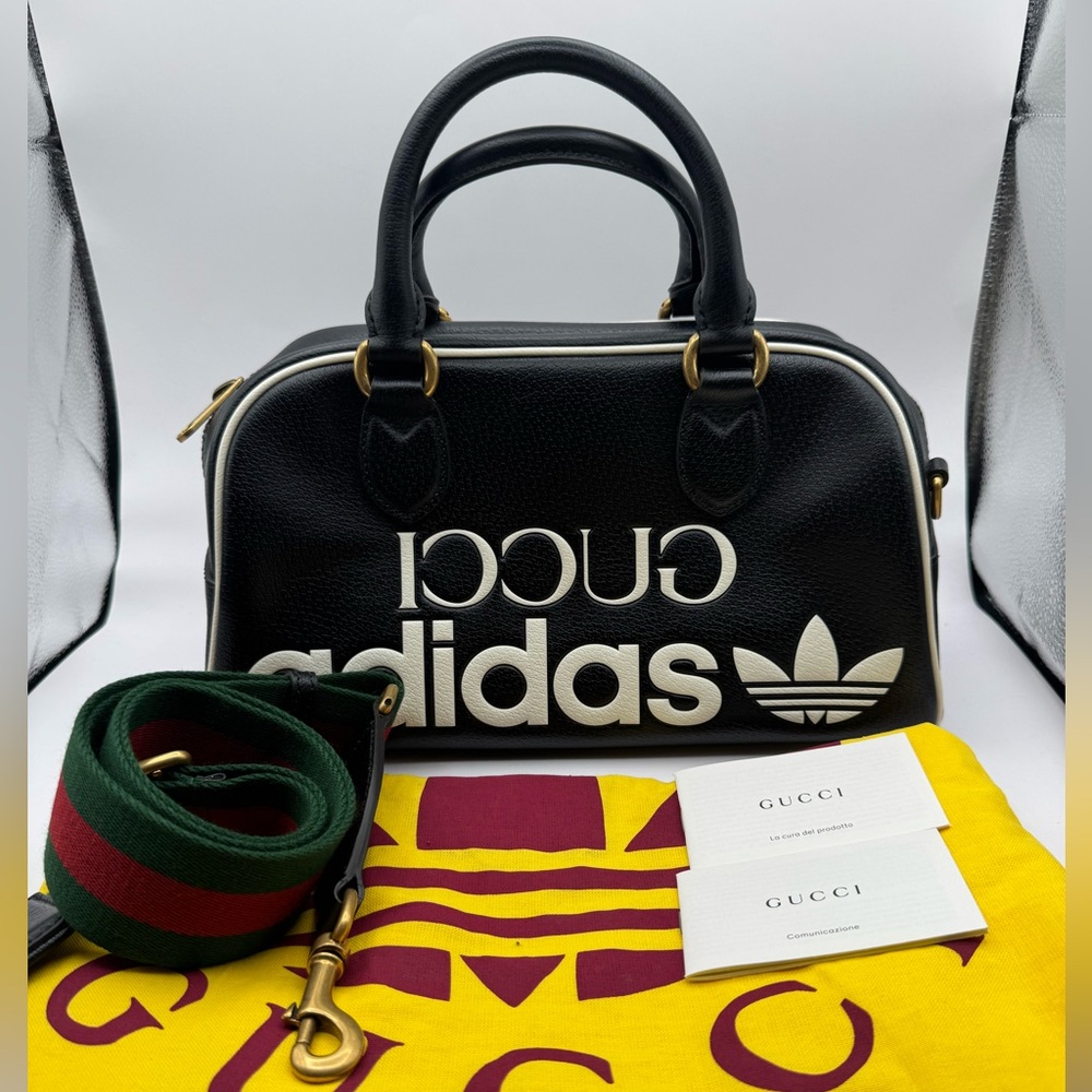 Gucci X Adidas leather mini duffle bag